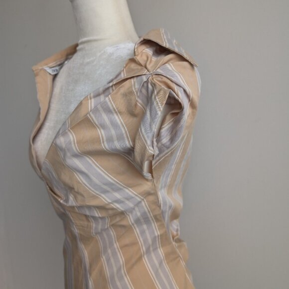 NWT Zara one sleeve striped collared blouse - Picture 3 of 4